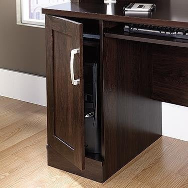 Sauder 408291 Office Port Credenza, L: 10.88" x W: 21.88" x H: 24.50", Dark Alder finish