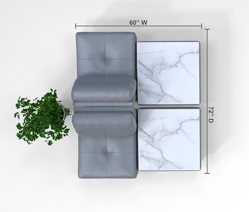 BREAKtime 2 Person Waiting Reception Lounge Chairs Set with Charging Tables - Model 8139, Graphite Gray Leather