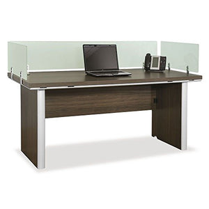 Executive Desk Boardwalk Walnut Laminate/Textured Silver Legs and Trim/Silver Hardware Dimensions: 72"W x 32"D x 30.75"H Weight: 207 lbs.Dimensions and PartsDesk