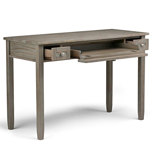 SIMPLIHOME Warm Shaker SOLID WOOD Rustic Modern 48 inch Wide Home Office Desk, Writing Table, Workstation, Study Table Furniture in Distressed Grey with 2 Drawerss