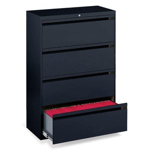 Global Office 9300P 4 Drawer Lateral Metal File Storage Cabinet-Black - Black