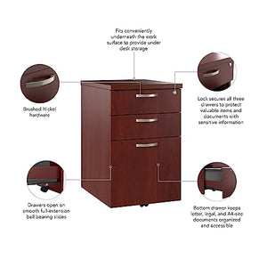 Bush Business Furniture Rolling File Cabinet | Mobile Under Desk Drawers for Letter, Legal, and A4-Size Document Storage, Hansen Cherry