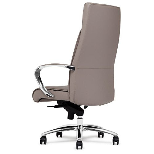 Forbes Genuine Leather Aluminum Base High Back Executive Chair - Light Grey