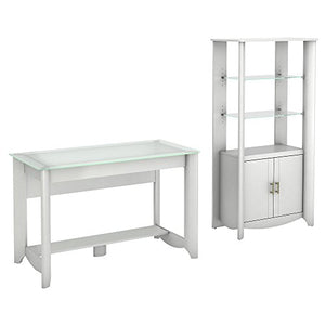 Aero Writing Desk and Tall Library Storage Cabinet with Doors