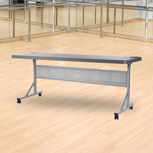 National Public Seating Flip N Store Training Table 24 x 72 Inch Charcoal Slate