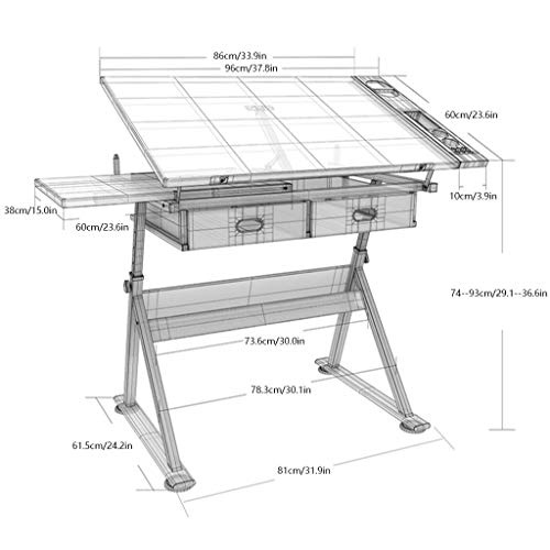 JDkilp Artist Table,with Adjustable Height for Art Design Drawing Writing Painting Crafting Drafting Work and Study