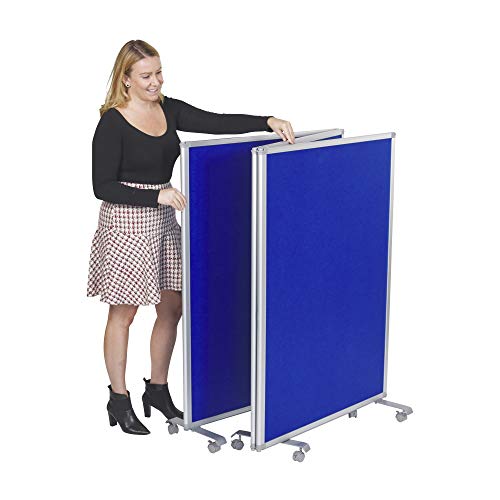 ECR4Kids Mobile Flannel Felt Room Divider and Partition, Double-Sided, Rolling Caster Wheels, Lesson Board, Mobile Wall for Classrooms and Offices, Collapses for Easy Storage, 3-Panel