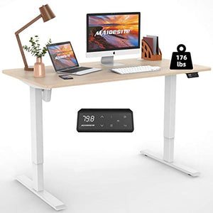 Electric Height Adjustable Standing Desk Stand Up Desk Sit Stand Desk for Home Office (48''x24'', White/Oak)