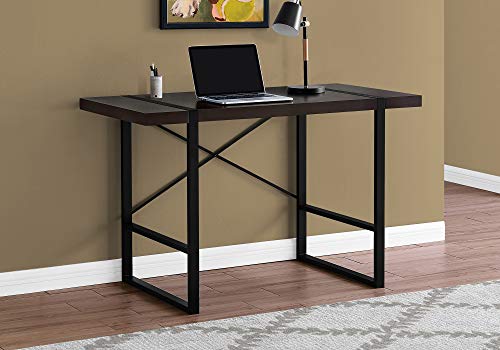 Monarch Specialties Laptop Table for Home & Office-Study Computer Desk-Contemporary Style-Metal Legs, 48" L, Cappuccino