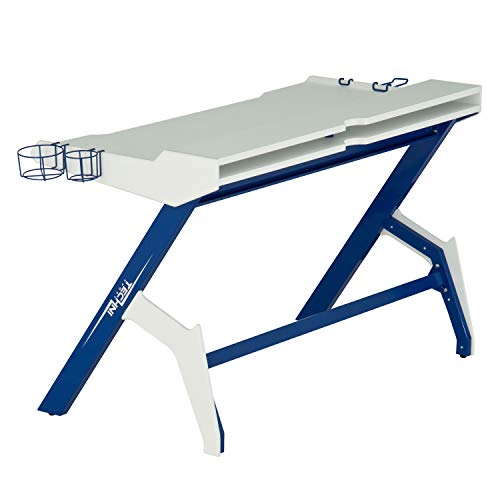 Techni Sport Computer Gaming Desk with Cupholder and Headphone Hook, Small Laptop Table for Home and Office, Blue