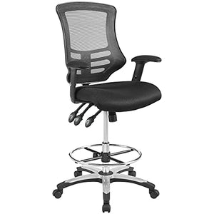 Modway Calibrate Mesh Drafting - Reception Desk Chair - Tall Office Chair in Black