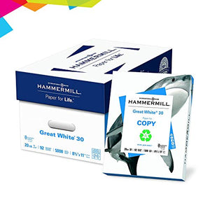 Hammermill Paper, Great White 30% Recycled Printer Paper, 8.5 x 11 Paper, Letter Size, 20lb, 92 Bright, 1 Pallet, 40 Cases (086700P) LOADING DOCK DELIVERY