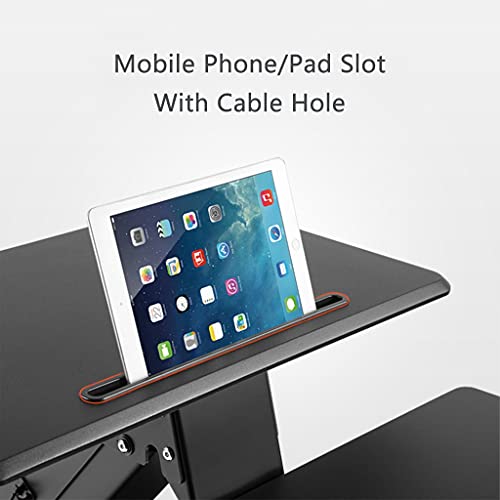 Standing Desk Converter 23.6inch Height Adjustable Sit to Stand Up Desk Riser Home Office Desk Workstation with Keyboard Tray Black