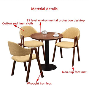 AkosOL Office Table and Chair Set - Solid Wood Round Table with 2 Chairs (60cm)