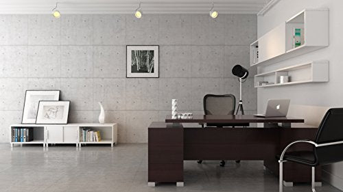 Ford Executive Modern Desk with Filing Cabinets - Dark Wood Finish