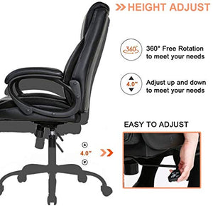 Adjustable Chair for Homework Chair for Business Offices with a high Back Executive Executive Chair Swivel Leather Leather Chair with a Lining, Working Chair for Office - Black (1)