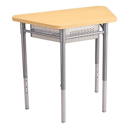 Learniture Trapezoid Collaborative Desk with Perforated Metal Book Box, Maple, LNT-INM1036BBSM (Pack of 2)