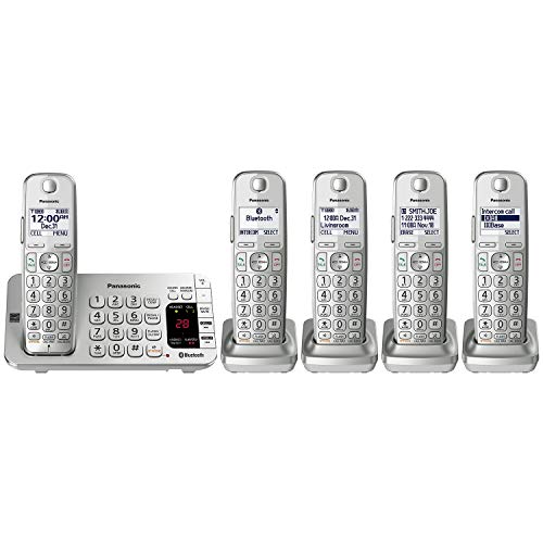 Panasonic Link2Cell Bluetooth Cordless Phone System - 5 Handsets - KX-TGE475S Silver