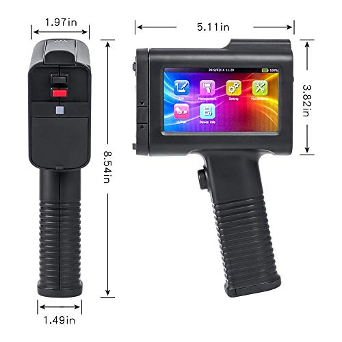 BENTSAI Portable Intelligent HD Handheld Inkjet Printer with 4.3 Inch LED Screen Inkjet Coding Machine for Label (Support 11 Languages Including English, German, French, Spanish, Italian, etc.)