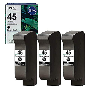 (Black,3 Pack) 45 | 51645A Remanufactured 45 Ink Cartridge Replacement for HP Deskjet 1000 1120 830 832 855 9300 930 932 960 980 Officejet g55 t45 t65 Pro 1150 1170 1175 Ink Printer