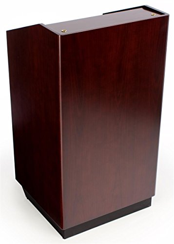 Displays2go Mobile Podium Lectern for Speaking, Tilt-N-Roll Design with Locking Cabinet (XQHLHNRMLK)