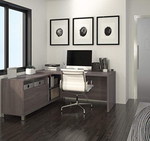 Bestar Pro-Linea L-Desk, Bark Grey