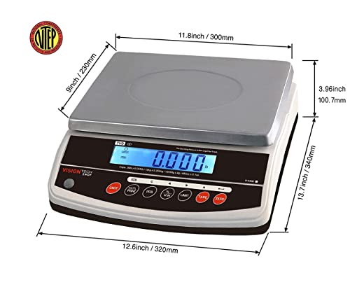 VisionTechShop Digital Bench and Counter Scale, 30lb Capacity, NTEP Legal for Trade