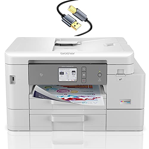 Brother INKvestment Tank MFC-J4535DWB Wireless Color All-in-One Inkjet Printer - Print Copy Scan Fax - 20 ppm, 4800 x 1200 dpi, 2.7" Touchscreen, Auto Duplex Print, 20-sheet ADF, Tillsiy Printer Cable