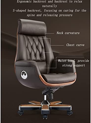 CYXI Genuine Leather Cowhide Executive Office Chair - Adjustable Height Tilt Swivel Computer Chair