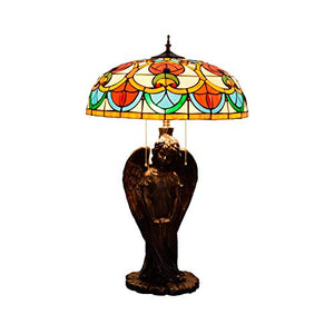 Xiaochen Antique Tiffany Table Lamp Pink Peach Glass Desk Lamp