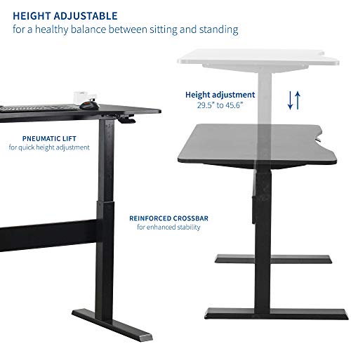VIVO Black Pneumatic Spring 47 x 27 inch Stand Up Desk | Height Adjustable Standing Workstation, Holds up to 33 lbs (DESK-V048GB)