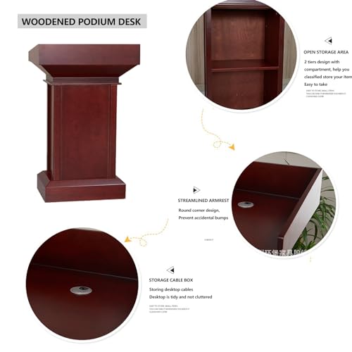 Yadlan Church Podium Stand with Storage - Durable MDF Wood