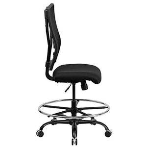A Line Furniture Portam Big and Tall Armless Black Mesh Drafting Chair with Footrest