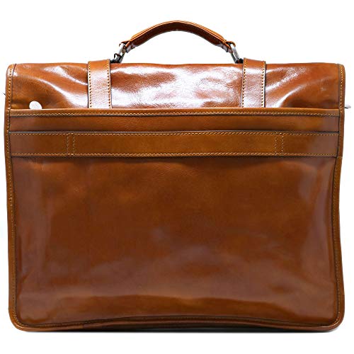 Floto Firenze Leather Buckle Strap Briefcase Bag - 2 Gusset … (Olive Honey Brown)