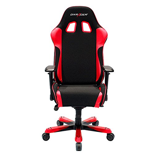 DXRacer OH/KS11/NR King Series Black and Red Fabric Gaming Chair - Includes 2 Free Cushions