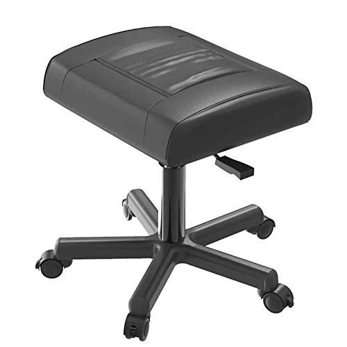 Under Desk Footrest with Wheels, Gaming Chair Foot Stool - Height Adjustable 360° Rolling Leg Rest - Office Small Footstool Computer Foot Rest (Black)