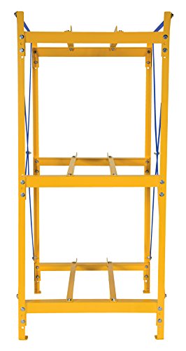 Vestil DRK-1-3 Steel Drum Storage Rack, 1 Wide, 3 High, 2400 lb. Capacity, Yellow Frame/Blue Cross Braces
