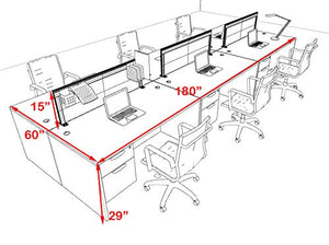 UTM Furniture Modern Aluminum Office Workstation Desk Set - Six Person Divider OT-SUL-FPS24