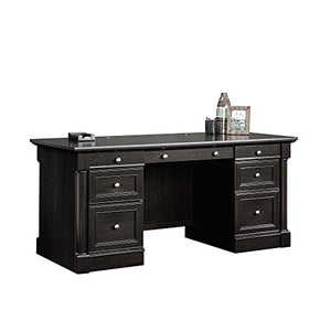 Sauder 420783 Bleeker Street Executive Desk, L: 65.12" x W: 29.53" x H: 29.61", Obsidian Oak finish