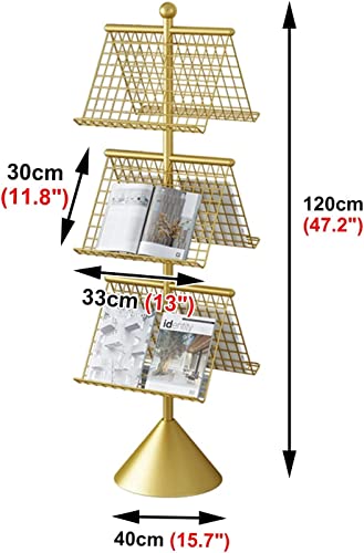 ArhaR Metal Literature Pamphlet Display Rack with Conical Base - Gold/White