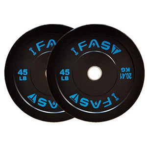 Olympic Bumper Weight Plates 2-Inch Color Coded Rubber Plate with Steel Hub Pair 45lbs Rubberized Weightlifting Barbell Plates (Pair (45LB + 45LB))
