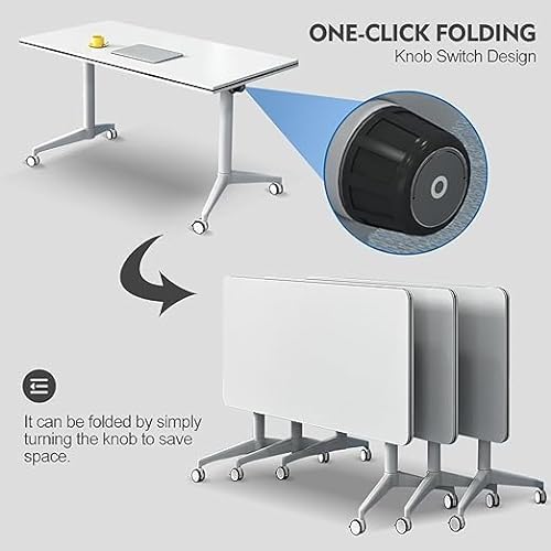 Generic Foldable Conference Table with Silent Wheels - 62.9" x 23.6" x 29.5