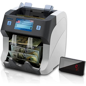 High Speed Money Counter Machine Ten-Tatent SH-108C 2-Pocket - Counts Multiple Currencies Simultaneously