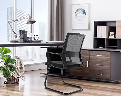 CIMOTA Mesh Office Guest Chairs Set of 6 - Black Mid Back Reception Chairs
