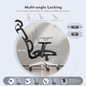 TONFARY Ergonomic Mesh Office Chair with Lumbar Support, Adjustable Headrest, 4D Armrests