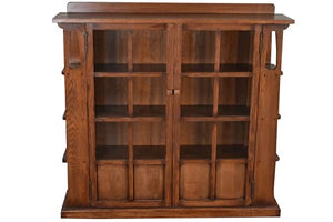 Crafters and Weavers Mission Double Door Bookcase with Side Shelves - Walnut (W1)