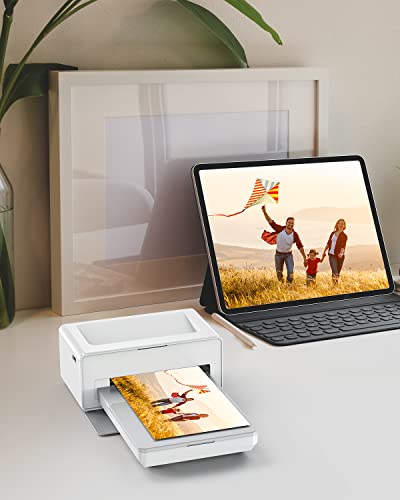 ZJX Bluetooth Photo Printer 4×6’’, Portable Instant Picture Printer for iPhone/Smart Phone, Compatible with iOS and Android Device（Paper is not Included in The Package）, White (PP-01-3)