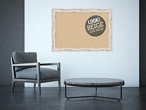 Amanti Art Beige Extra Large, Outer Size 41 x 29 Tan Cork Alexandria White Wash Framed Bulletin Boards, 36x24