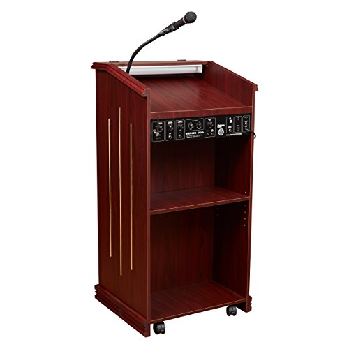 Oklahoma Sound 711-MY Prestige Floor Sound Lectern, 22" Width x 47" Height x 18" Depth, Mahogany