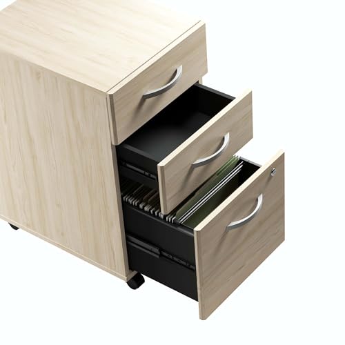 Nature's Logic Studio C 3 Drawer Mobile File Cabinet - Natural Elm, Assembled